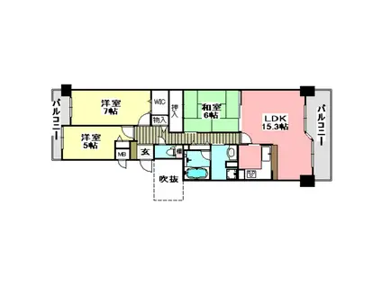 リーベスト茨木・南春日丘(3LDK/2階)の間取り写真