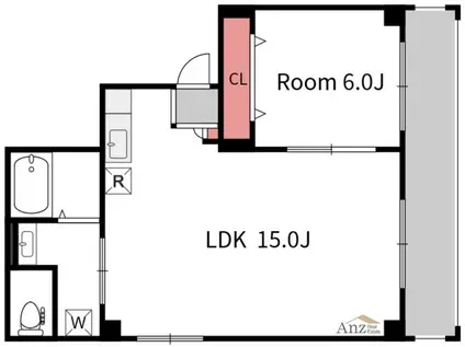 STORK APARTMENT 南堀江(1LDK/6階)の間取り写真