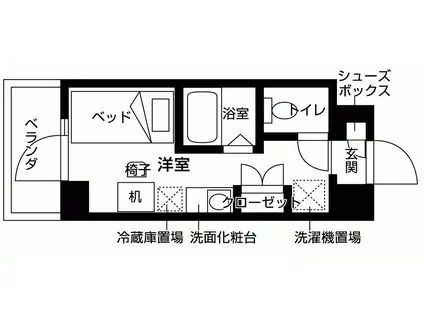 バウスクロス北新宿(ワンルーム/6階)の間取り写真