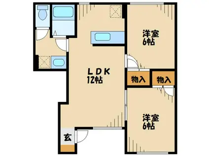 ヴェールモンターニュ(2LDK/1階)の間取り写真