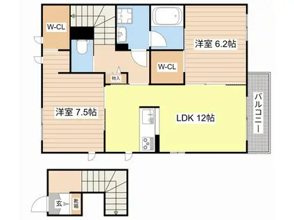 イースト ベイ(2LDK/2階)の間取り写真