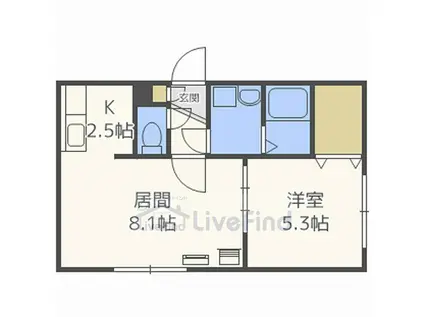 ジュネパレス サッポロ(1LDK/3階)の間取り写真