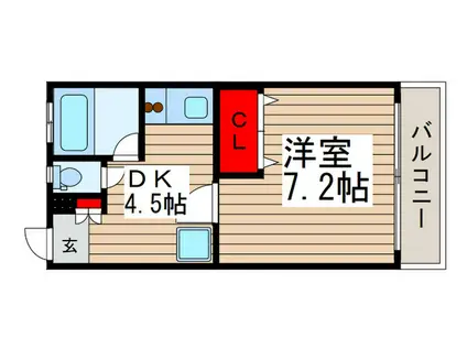 リバーサイドハイツ5号館(1DK/1階)の間取り写真