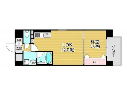 パラッツォ南森町(1LDK/5階)の間取り写真