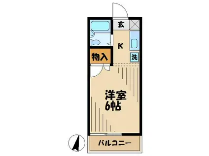 第1藤美荘(ワンルーム/1階)の間取り写真