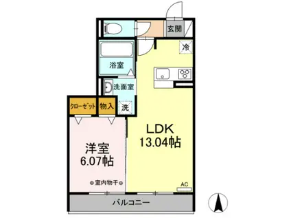 サンリット宮竹(1LDK/1階)の間取り写真