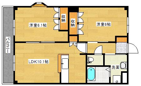 グリーン・コート(2LDK/2階)の間取り写真