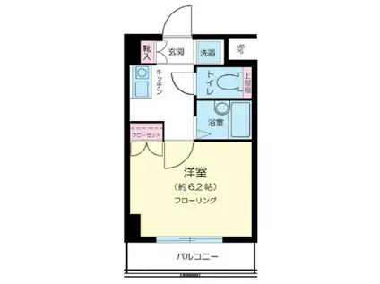 エクセリア上野毛(1K/2階)の間取り写真