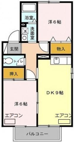 クロワールI(2DK/2階)の間取り写真