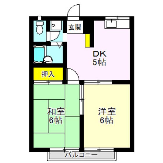 エステートピア八千代(2DK/2階)の間取り写真