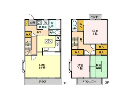 ヴェルドミール青葉台B(3LDK/1階)の間取り写真