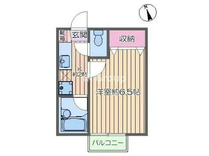 インフィニティー竹ノ塚(1K/2階)の間取り写真