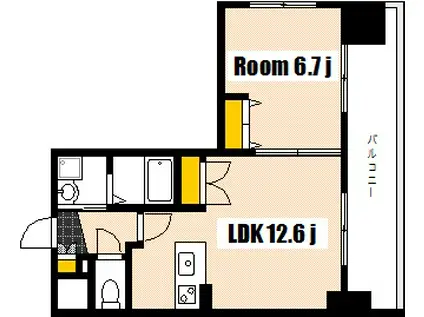 サムティレジデンス平和大通(1LDK/5階)の間取り写真