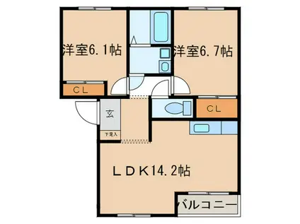 CASA ANGELA7034(2LDK/2階)の間取り写真