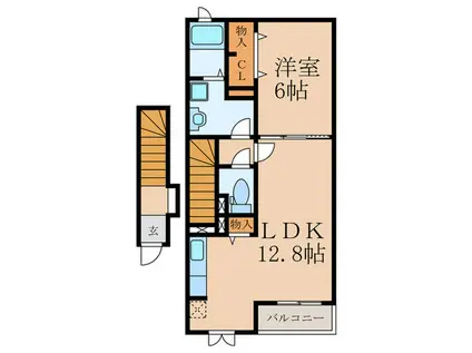 カーサ 中畑(1LDK/2階)の間取り写真