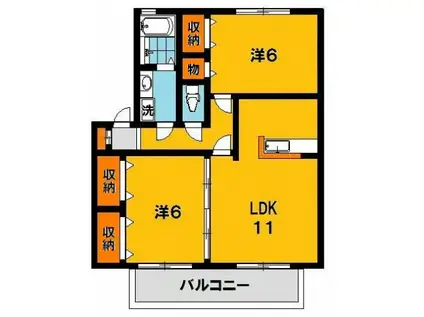 プレアデスコート C(2LDK/2階)の間取り写真