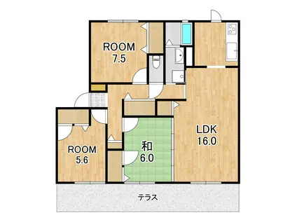 エクセラン膳所A棟(3LDK/2階)の間取り写真