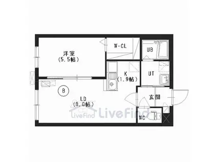 インフィニティ平岸(1LDK/3階)の間取り写真