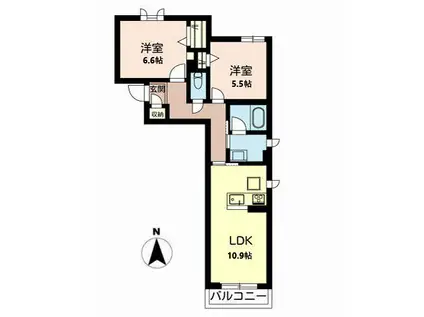 シャーメゾンクレール(2LDK/1階)の間取り写真