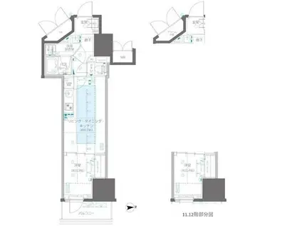 ズーム信濃町(1LDK/12階)の間取り写真