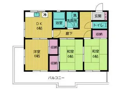 ポートマンション・スマイル(3DK/1階)の間取り写真