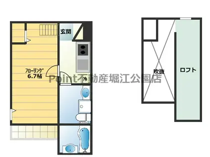 レジーナ深江南(1K/1階)の間取り写真
