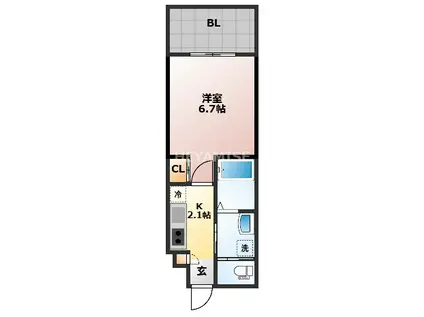 SGB浜町(1K/12階)の間取り写真