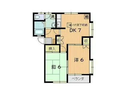 コーポやなぎ B(2DK/1階)の間取り写真