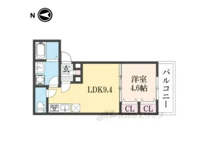 クレアール堺町2(1LDK/1階)の間取り写真