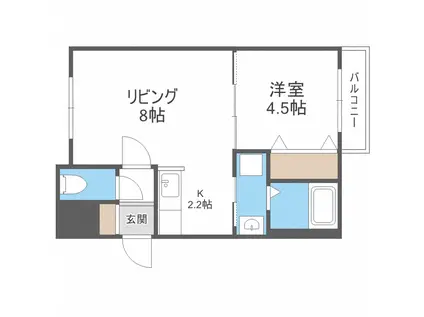 フィオラノセレッソ(1LDK/2階)の間取り写真
