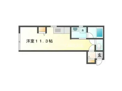 ウィングリバー(ワンルーム/2階)の間取り写真