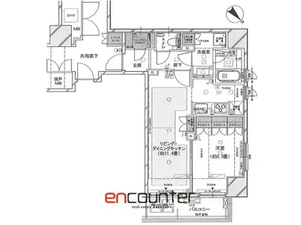 レフィール築地レジデンス(1LDK/4階)の間取り写真