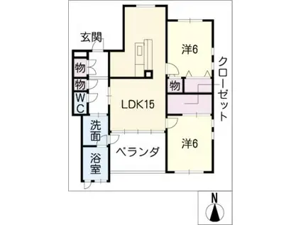 COURTBLANC(2LDK/2階)の間取り写真