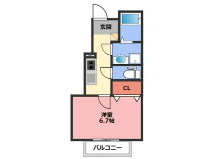 ESPOIR A(1K/1階)の間取り写真
