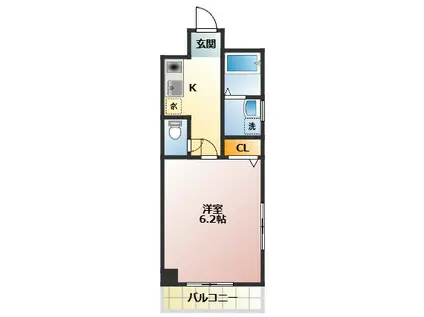 ロアール高松(1K/3階)の間取り写真