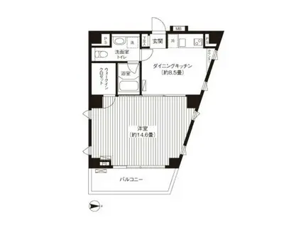 T・COURT ティー・コート(1DK/5階)の間取り写真