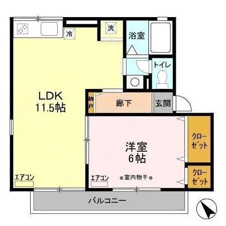 サンボナールJ(1LDK/2階)の間取り写真