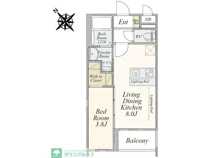 PLUS A HAKATA MODERNO(1LDK/3階)の間取り写真