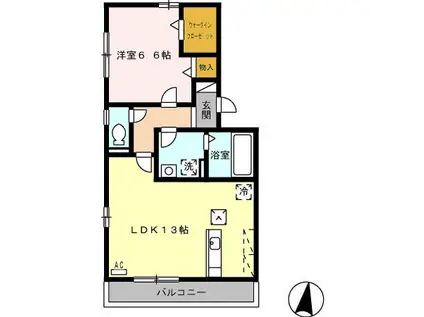 サニーコートB(1LDK/1階)の間取り写真