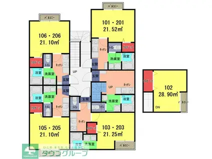 ラ ミア アルテ岩槻(1K/2階)の間取り写真