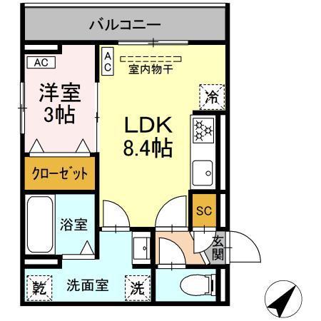 カーサ・クレール(1LDK/2階)の間取り写真