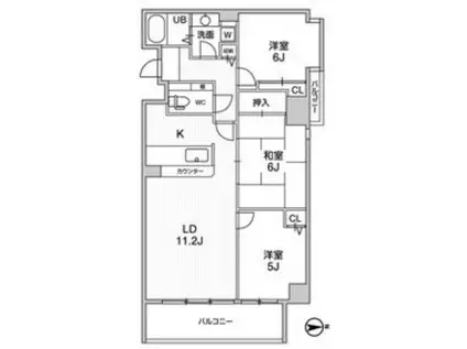 八尾イースタンビル(3LDK/7階)の間取り写真