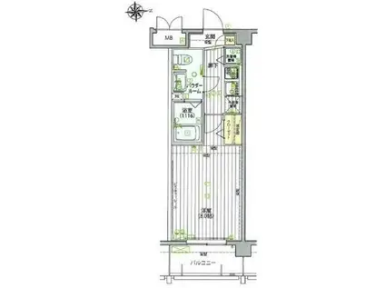 レグラス横浜吉野町サウスレグラスヨコハマヨシノチョウサウス(1K/2階)の間取り写真