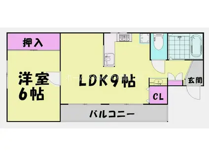 コータコート西国分(1LDK/1階)の間取り写真