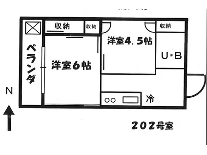 松川ビル(2K/2階)の間取り写真