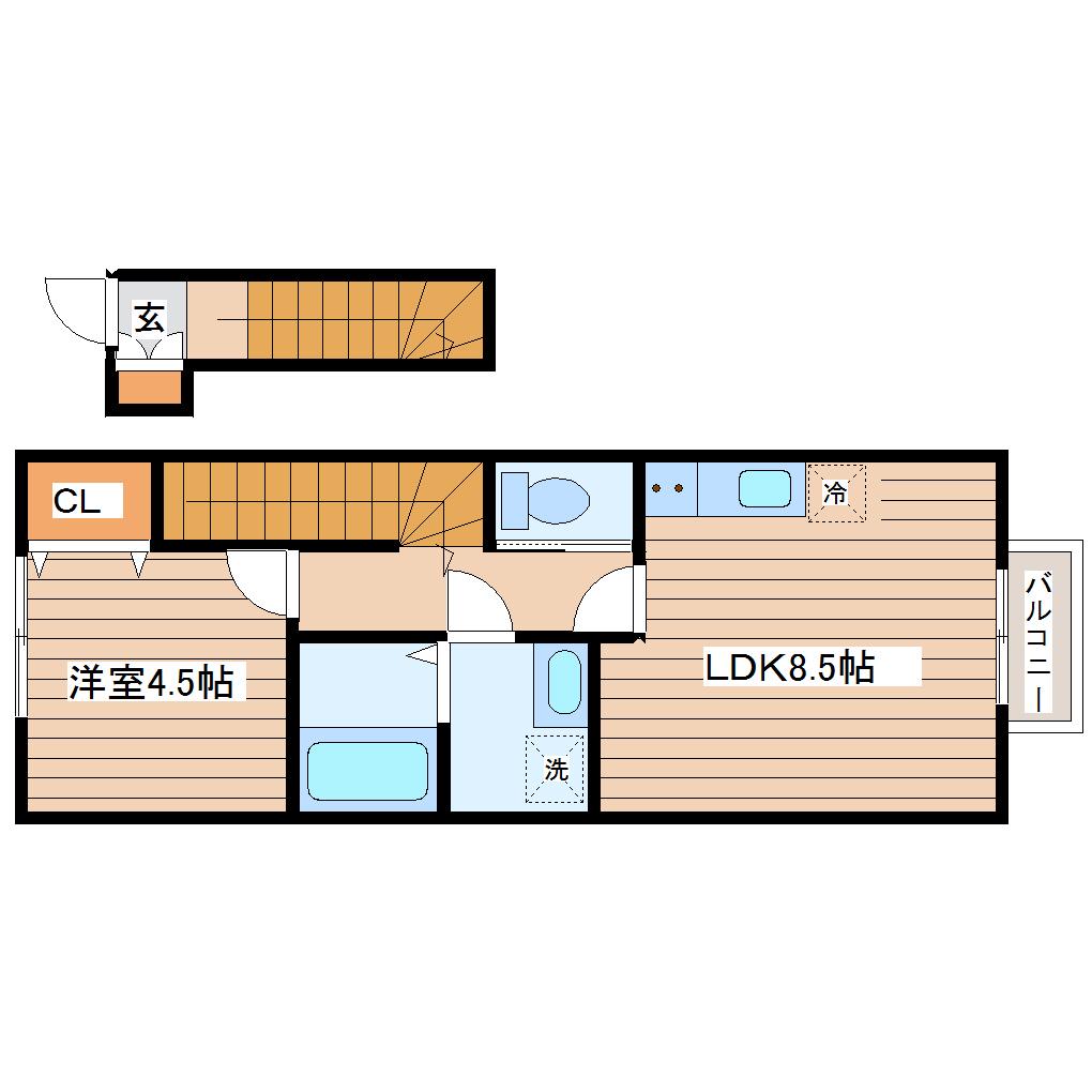 FJ小田原(1LDK/2階)の間取り写真
