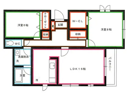 フレア三鷹(2LDK/2階)の間取り写真