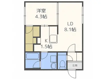 CASA MIO(1LDK/4階)の間取り写真