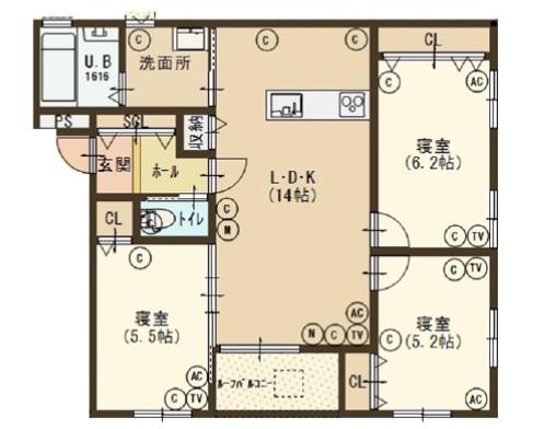 JB錦町BROCADE(3LDK/3階)の間取り写真