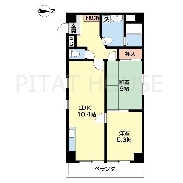 シャンティイ田中町(2LDK/8階)の間取り写真